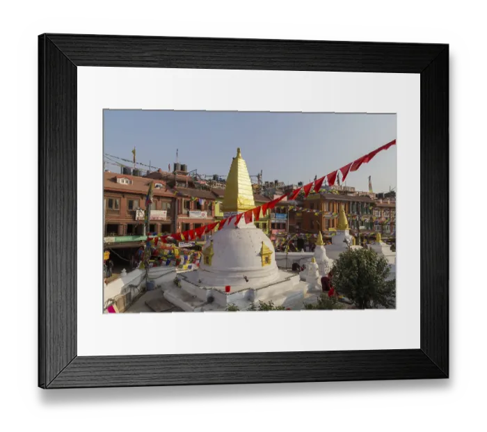 Framed Print : Kathmandu, Nepal, December 03, 2014: Small temple at the historic Boudhanath Stupa complex