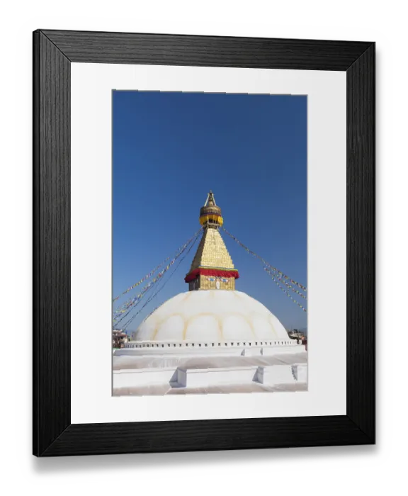 Framed Print : Buddhist stupa with prayer flags