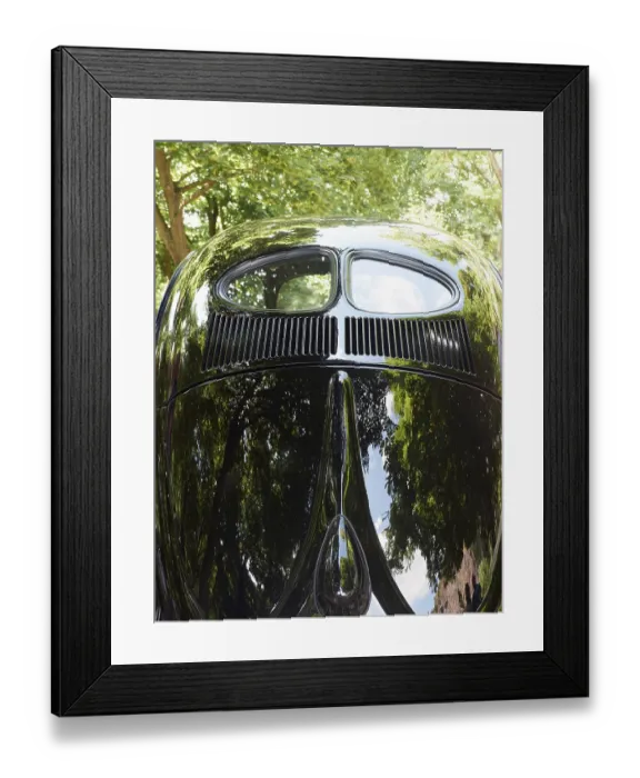 Framed Print : Rear view of a VW Beetle with a prezel window Framed Print : Rear view of a VW Beetle with a prezel window