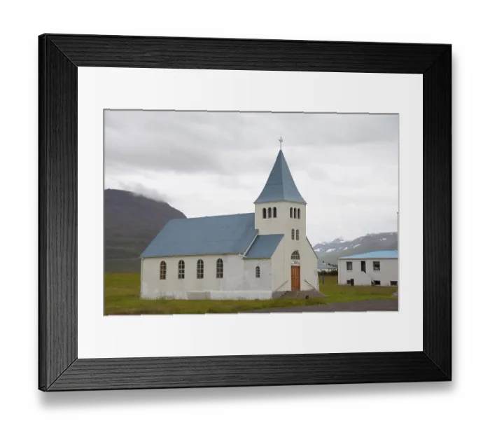 Framed Print : Church, Hofsos, Iceland Framed Print : Church, Hofsos, Iceland