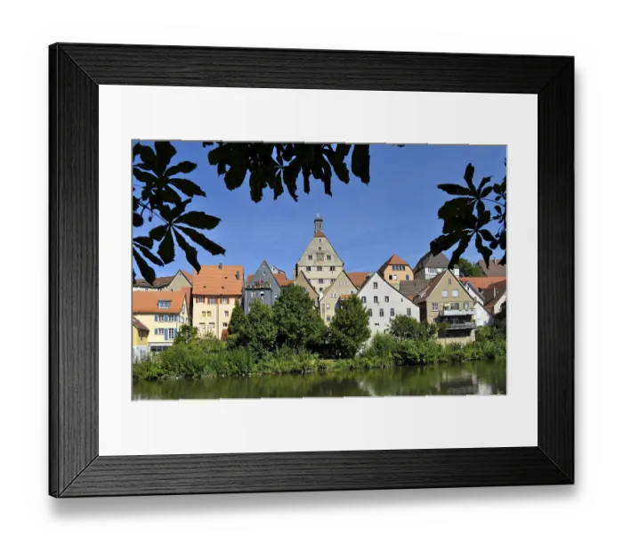 Framed Print : Old town in Besigheim, half-timbered house