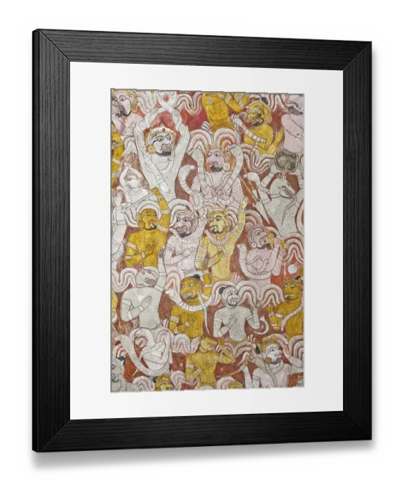 Framed Print : Colourful wall painting, fresco