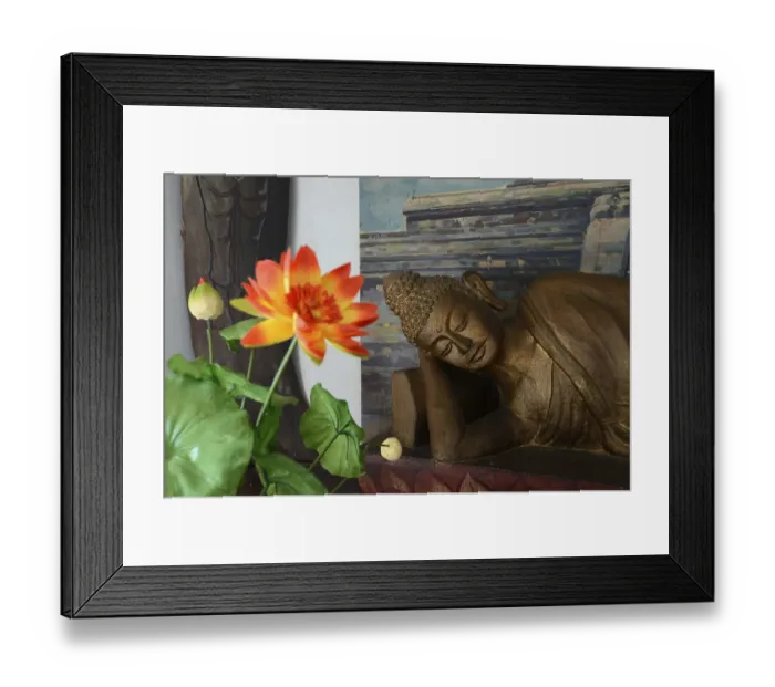 Framed Print : Reclining Buddha statue on an altar in a prayer room of the Brahma Vihara Buddhist monastery Framed Print : Reclining Buddha statue on an altar in a prayer room of the Brahma Vihara Buddhist monastery