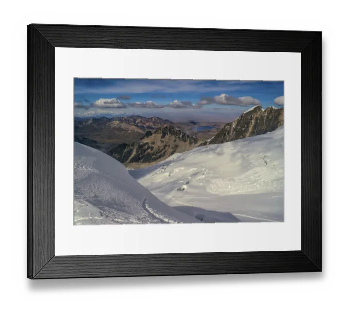 Framed Print : Breathtaking view in high altitude near top of Huayna Potosi mountain in Bolivia Framed Print : Breathtaking view in high altitude near top of Huayna Potosi mountain in Bolivia
