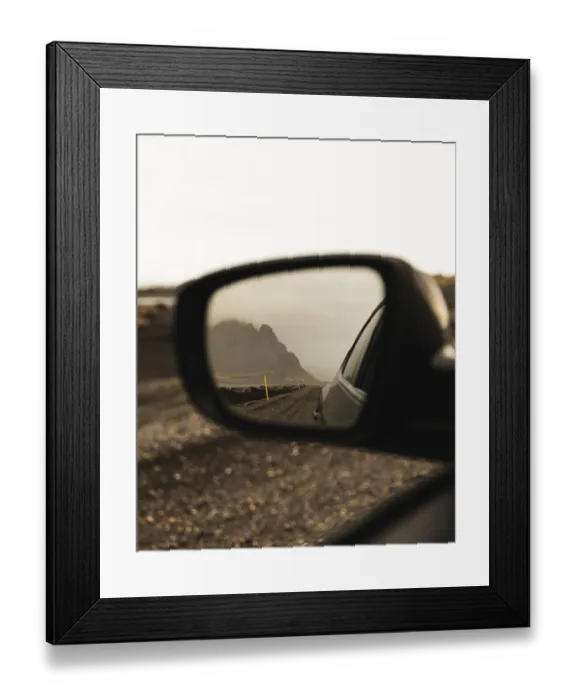 Framed Print : Vestrahorn mountain in the side mirror of Auto Framed Print : Vestrahorn mountain in the side mirror of Auto