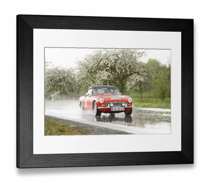 Framed Print : MG B in the rain, built in 1966 Framed Print : MG B in the rain, built in 1966