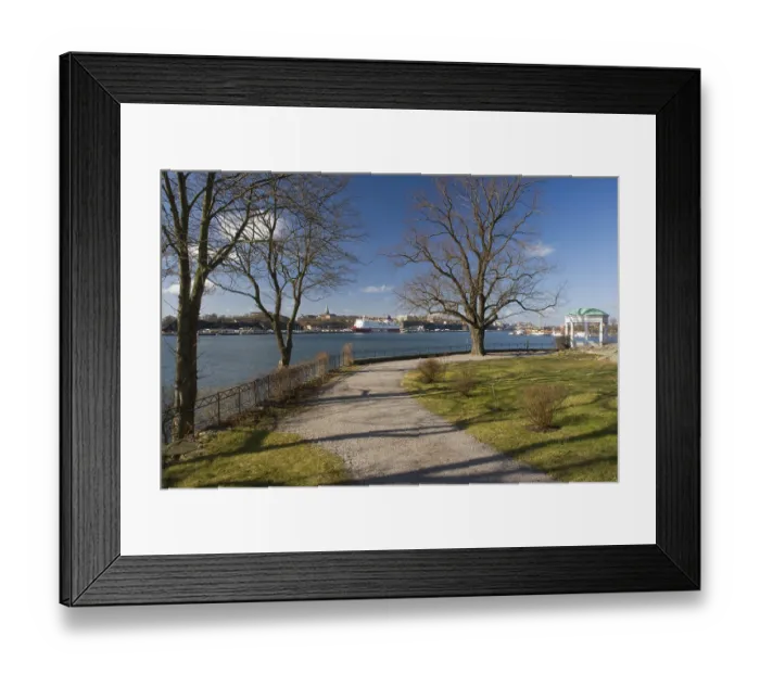 Framed Print : Path to pavilion, Baltic Sea, view of Sodermalm