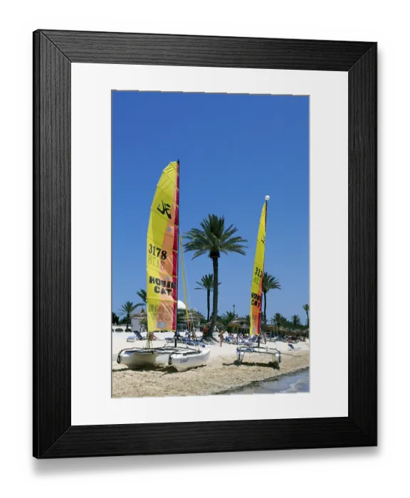 Framed Print : Catamarans on the beach, Club Med Djerba La Douce