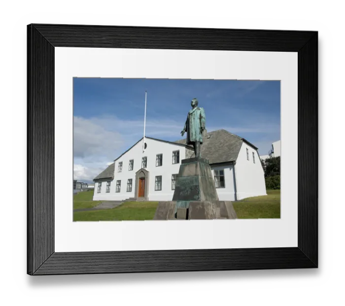 Framed Print : Statue of Hannes Hafstein in standing front of the Prime Minister's house