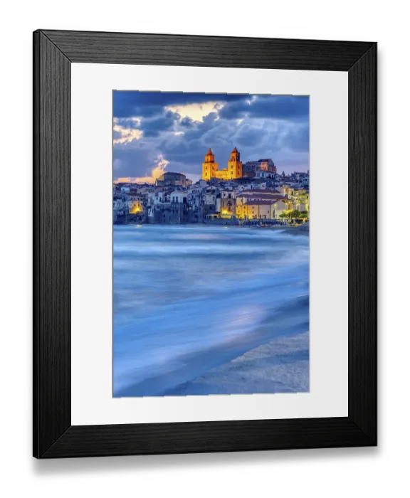 Framed Print : Beautiful Cefalu on the north coast of Sicily in front of sunrise Framed Print : Beautiful Cefalu on the north coast of Sicily in front of sunrise