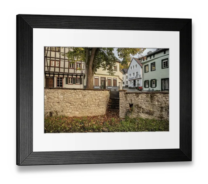 Framed Print : Shopping mile on the Rur in Bad Munstereifel Shopping mile on the Rur in Bad Mnstereifel