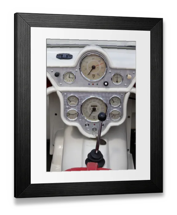 Framed Print : Oldtimer dashboard of a classic car from the 1960's Oldtimer dashboard of a classic car from the 1960's