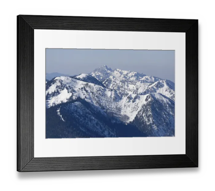 Framed Print : View from Wallberg over Hirschberg to Benediktenwand and Brauneck in winter