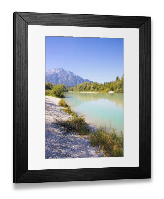 Framed Print : Idyllic shore landscape: Blue clear water