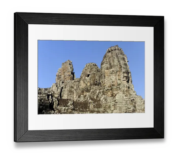Framed Print : Bayon temple with the faces of Bodhisattva Lokeshvara carved in stone