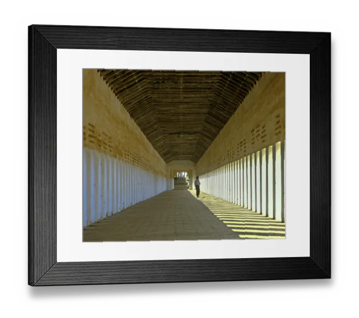 Framed Print : Entrance to Shwezigon Pagoda, colonnade