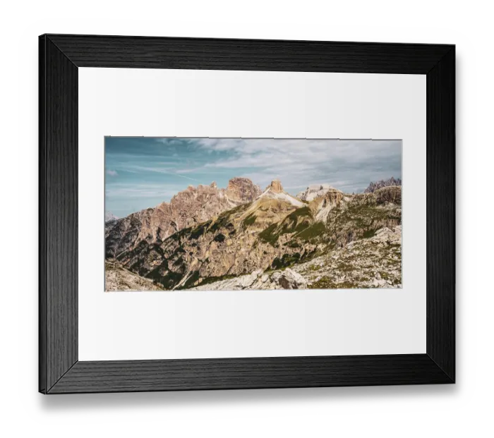Framed Print : Panoramic view of the Sexten Dolomites in Italy