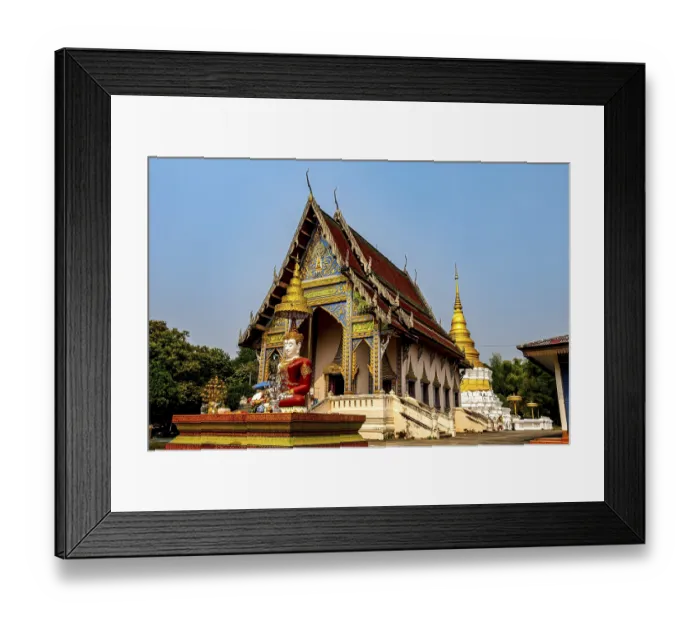 Framed Print : Wat Khu Kum, the ancient buddhist temple with the big Seated Buddha