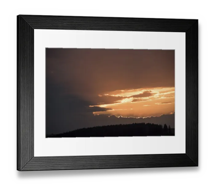 Framed Print : Sunset in Upper Franconia with a spruce forest in the foreground