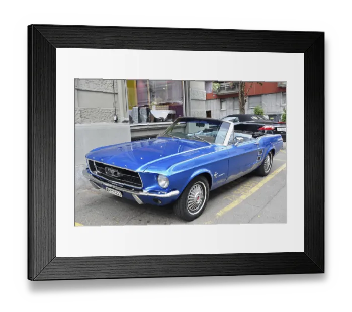 Framed Print : Auto, Oldtimer, Ford Mustang, Verkehr Framed Print : Auto, Oldtimer, Ford Mustang, Verkehr