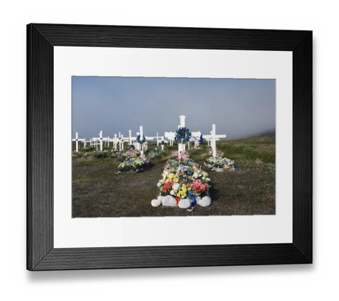 Framed Print : Flowers on grave, Cemetery, Kangerluk, Greenland Framed Print : Flowers on grave, Cemetery, Kangerluk, Greenland