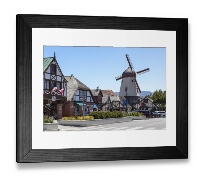 Framed Print : SOLVANG, CALIFORNIA / USA - AUGUST 9 : Main street in Solvang California on August 9