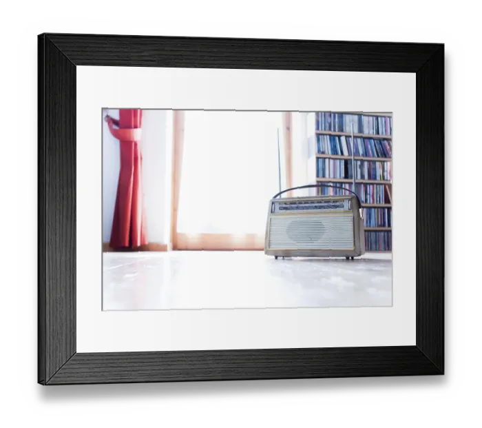 Framed Print : Vintage Radio on the floor, wood Framed Print : Vintage Radio on the floor, wood