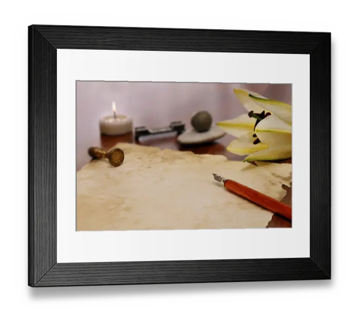 Framed Print : Parchment and pen Framed Print : Parchment and pen