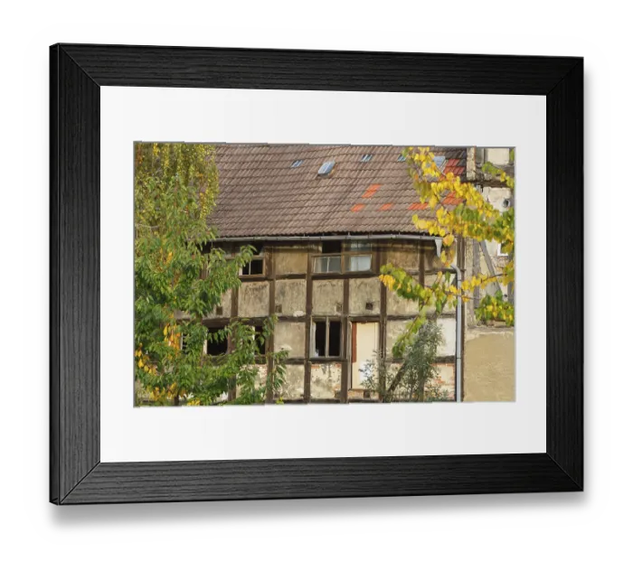Framed Print : World Heritage town of Quedlinburg old half-timbering in decay