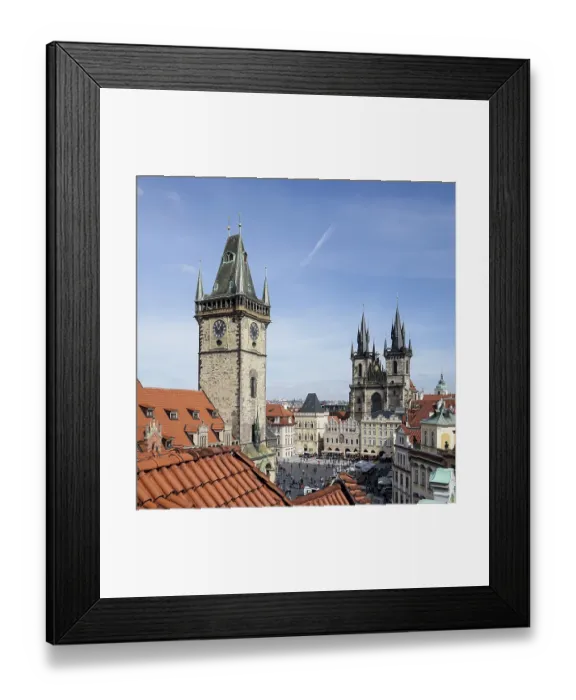 Framed Print : Old City Hall Tower and Church of Our Lady before Tyn in Prague