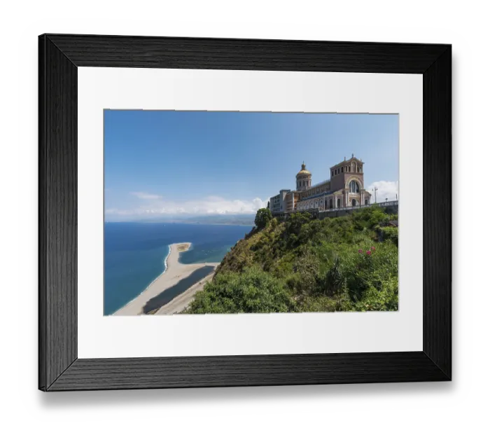 Framed Print : The Sanctuary of Tindari with Beach in Sicily