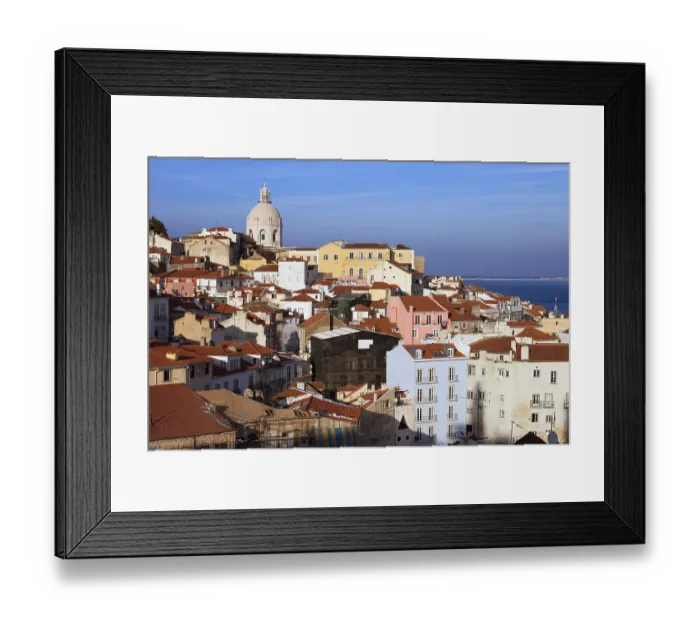 Framed Print : Sweeping view over Alfama district in the city of Lisbon in Portugal