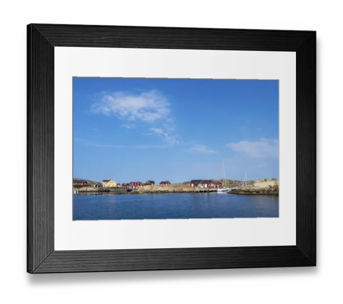 Framed Print : Harbour on the weather islands off the town of Fjallbacka in Sweden Harbour on the weather islands off the town of