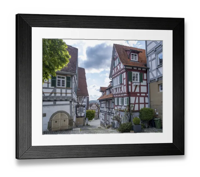 Framed Print : Half-timbered houses in the old town