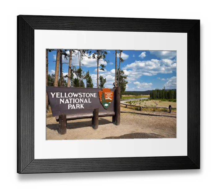 Framed Print : The entrance of the Yellowstone National Park