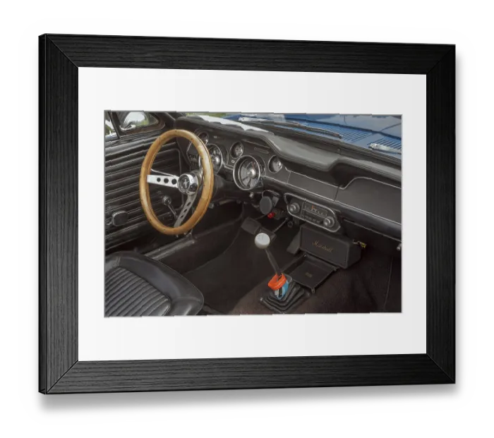 Framed Print : Classic car meeting, steering wheel and fittings