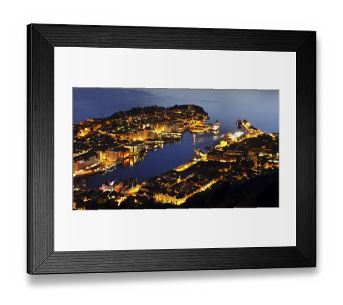 Framed Print : Harbour, Old Town, Bergen, Hordaland, Norway