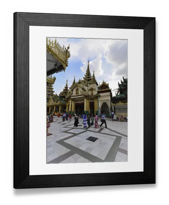 Framed Print : Pilgrims at Shwedagon Pagoda, Yangon