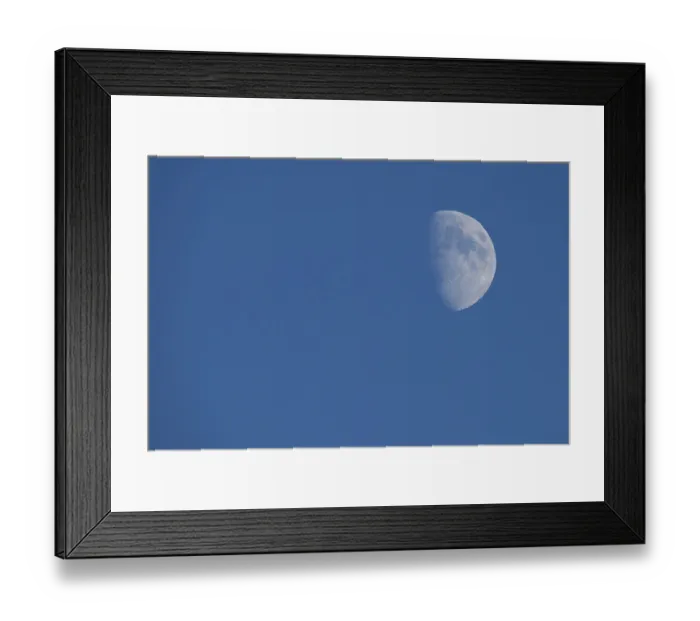 Framed Print : Half moon during the day Framed Print : Half moon during the day