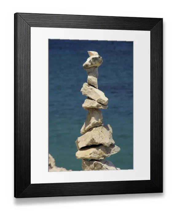 Framed Print : Kieselturm, Turm aus Kieselsteinen