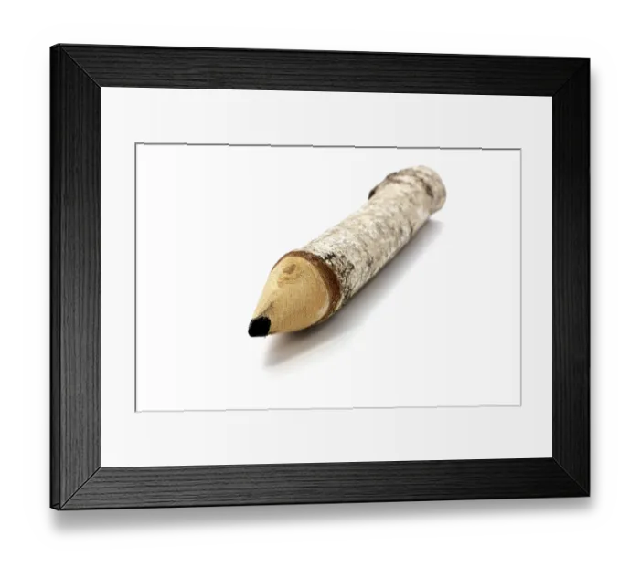 Framed Print : Big styled as birch wood pencil isolated on white Framed Print : Big styled as birch wood pencil isolated on white