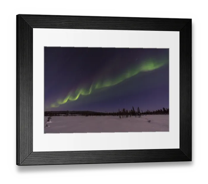 Framed Print : Northern Lights (Aurora borealis) over a moonlit winter landscape