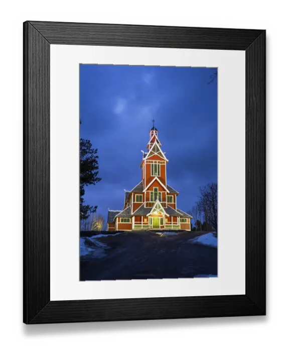Framed Print : Buksnes church of Gravdal, Vestvagoy