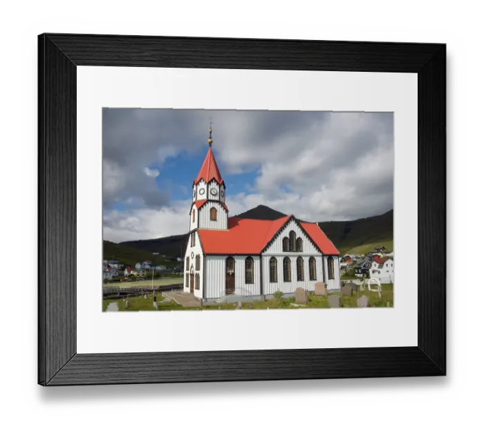 Framed Print : Church, Sandavagur, Vagar Island