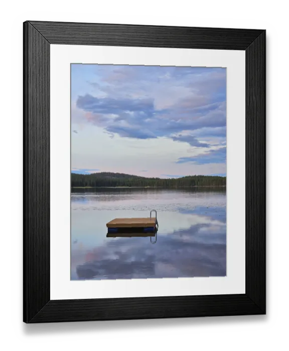 Framed Print : Swimming island in Sweden on a lake at sunset Framed Print : Swimming island in Sweden on a lake at sunset