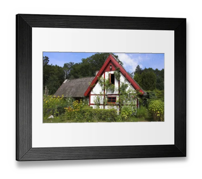 Framed Print : Wood house in the country, Schonen area, Sweden