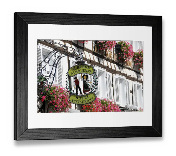 Framed Print : Colourful half-timbered houses in the historic old town of Eguisheim
