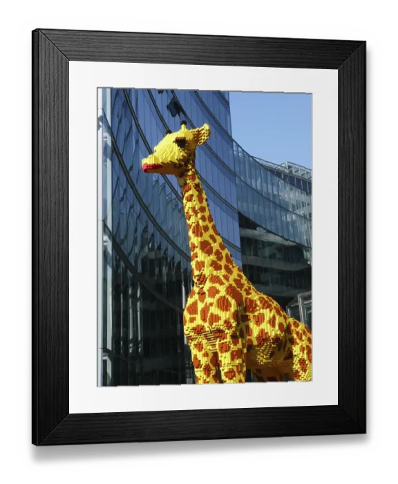 Framed Print : Giraffe made out of lego stones