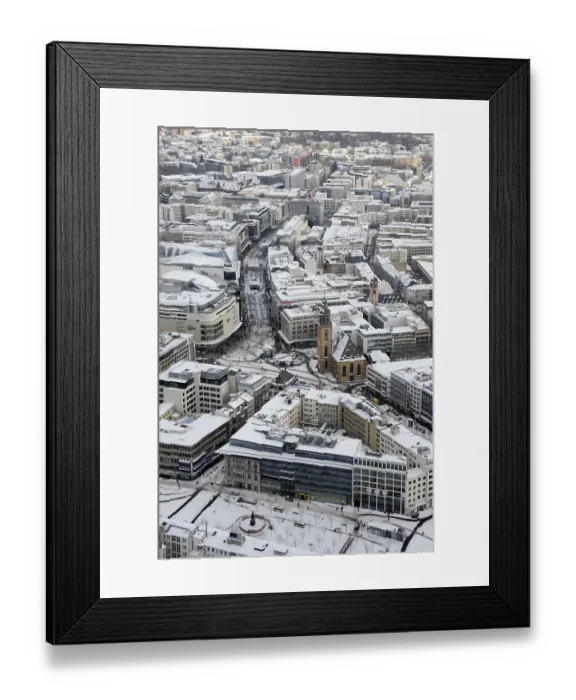 Framed Print : Snowy city centre, Hauptwache, a former guard-house