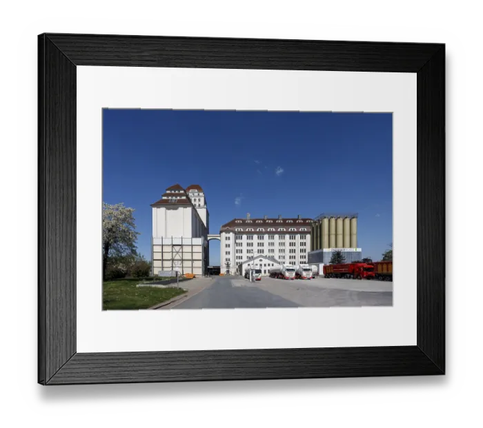Framed Print : Dresden Mill, flour mill at the Alberthafen in the Dresden district of Friedrichstadt